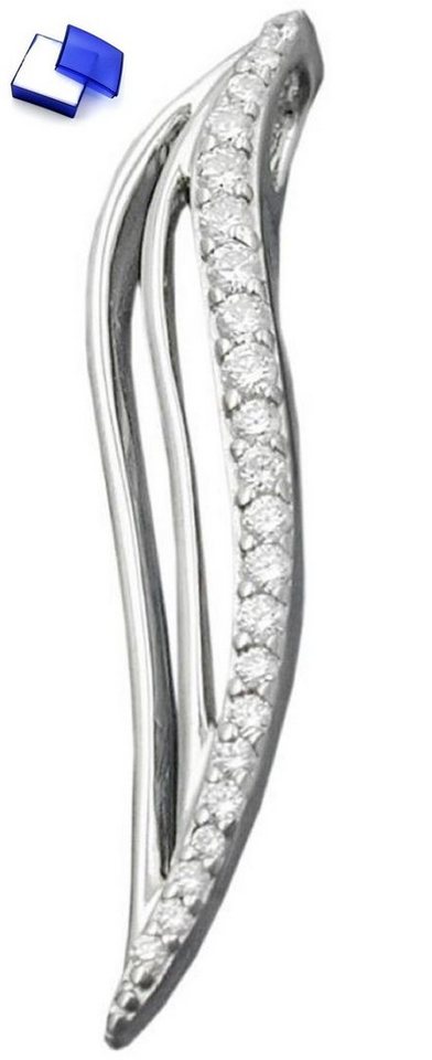 unbespielt Kettenanhänger Anhänger mit Zirkonias glänzend 925 Silber 32 x 6 mm kl. Schmuckbox, Silberschmuck für Damen von unbespielt