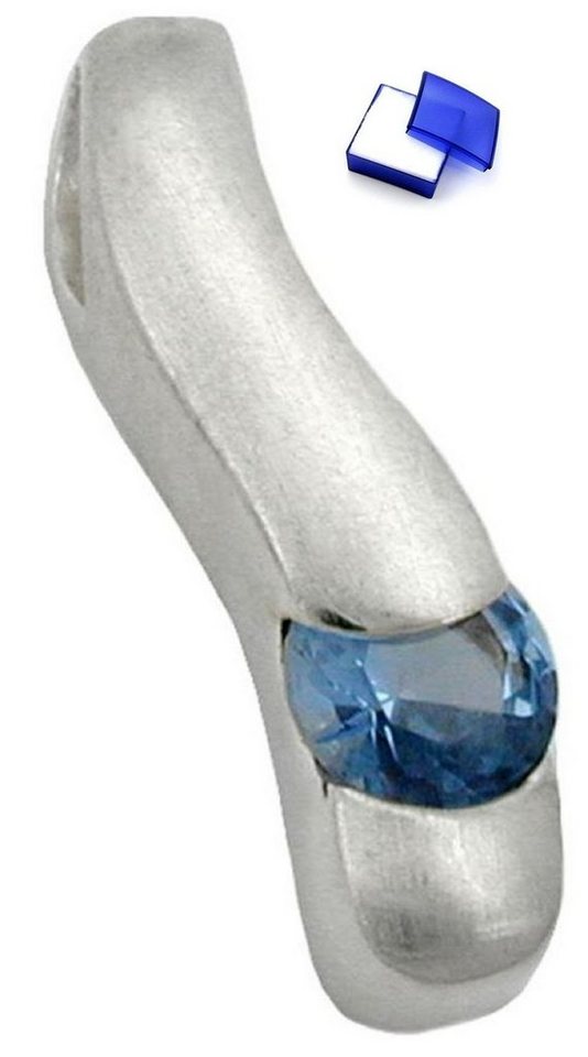 unbespielt Kettenanhänger Anhänger mit synthetischem Spinell matt 925 Silber 19 x 5 mm, Silberschmuck für Damen von unbespielt