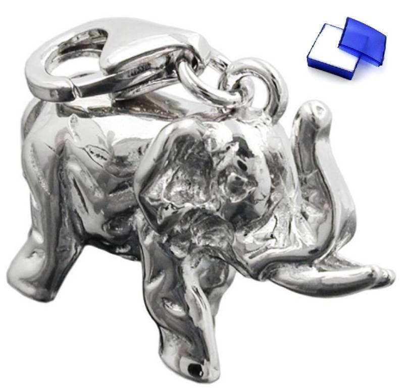 unbespielt Kettenanhänger Kettenanhänger Charm Anhänger Elefant 925 Silber rhodiniert 19 x 14 x 9 mm inkl. Schmuckbox, Silberschmuck für Damen und Herren von unbespielt