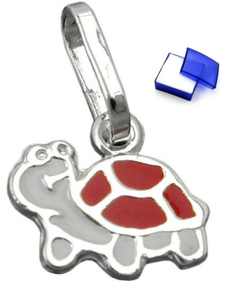 unbespielt Kettenanhänger Kettenanhänger Kinder Anhänger Schildkröte weiß rot 925 Silber 7 x 8 mm inklusive Schmuckbox, Silberschmuck für Kinder von unbespielt