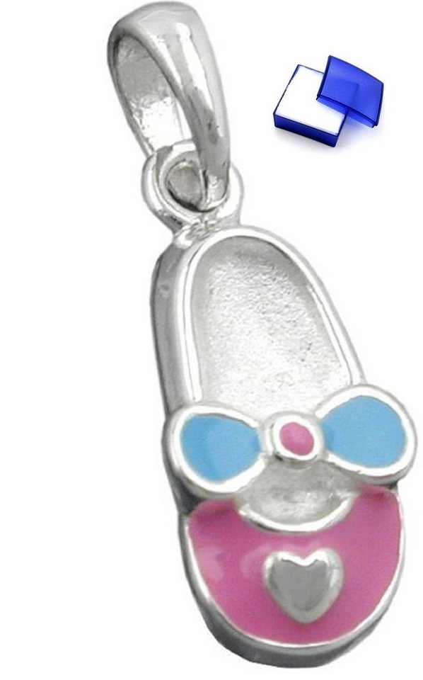 unbespielt Kettenanhänger Anhänger Kinderschuh rosa hellblau 925 Silber 12 x 6 mm kl. Schmuckbox, Silberschmuck für Kinder von unbespielt