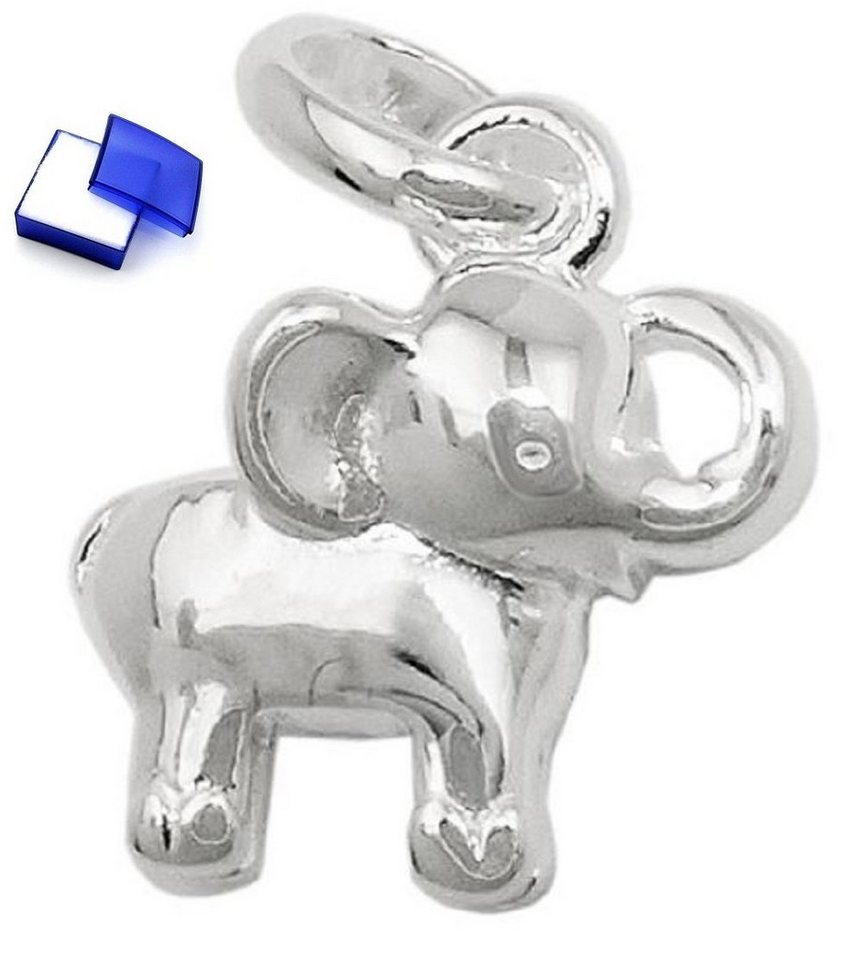 unbespielt Kettenanhänger Kinder Anhänger Kleiner Elefant vollplastisch glänzend 925 Silber 8 x 9 mm inkl. kleiner Schmuckbox, Silberschmuck für Kinder von unbespielt