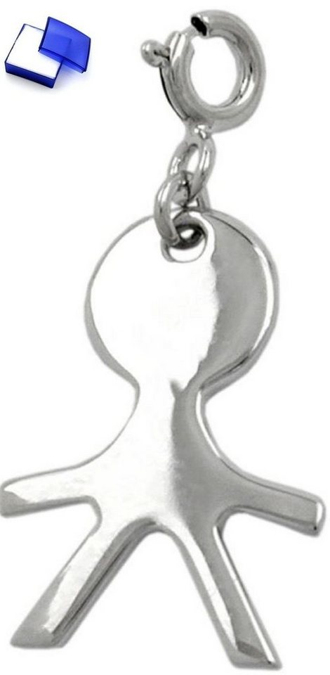 unbespielt Kettenanhänger Anhänger Charm Junge glänzend rhodiniert 925 Silber 19 x 13 mm, Silberschmuck für Damen und Herren von unbespielt
