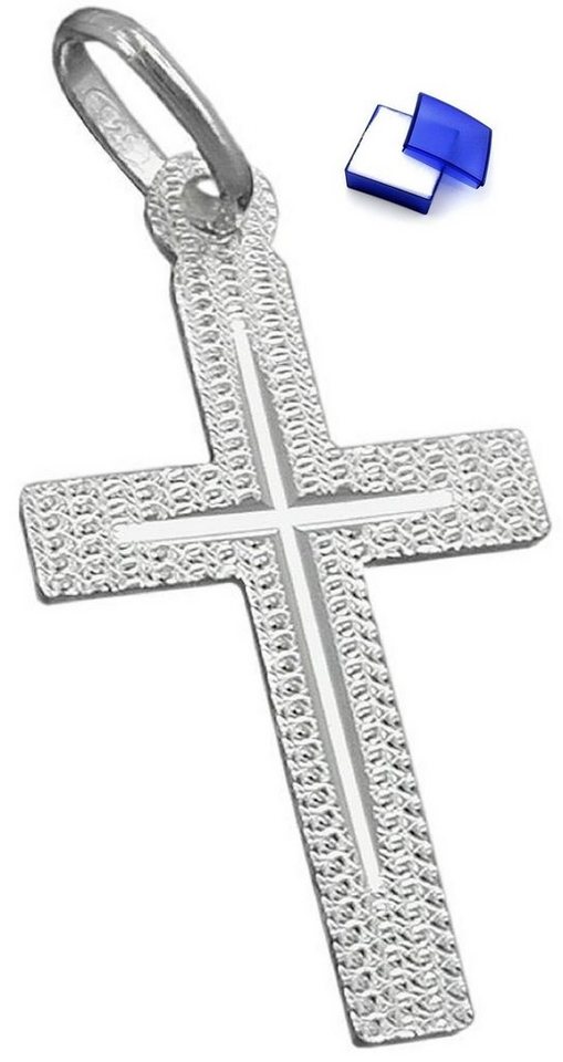 unbespielt Kreuzanhänger Anhänger Kreuz diamantiert 925 Silber 23 x 13 mm inkl. Schmuckbox, Silberschmuck für Damen und Herren von unbespielt