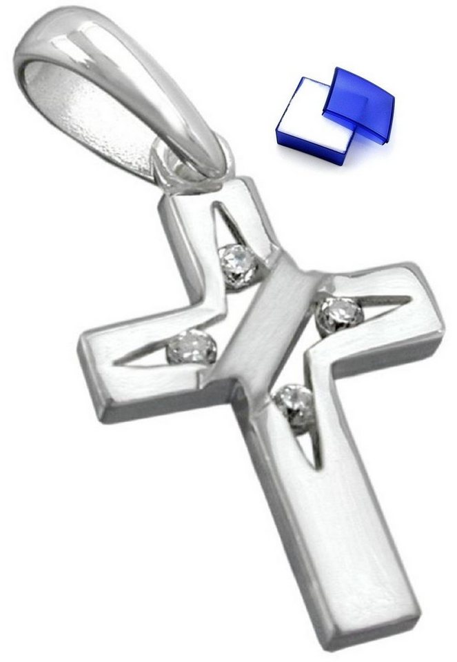 unbespielt Kreuzanhänger Anhänger Kreuz mit Zirkonias 925 Silber 19 x 12 mm inkl. Schmuckbox, Silberschmuck für Damen und Herren von unbespielt