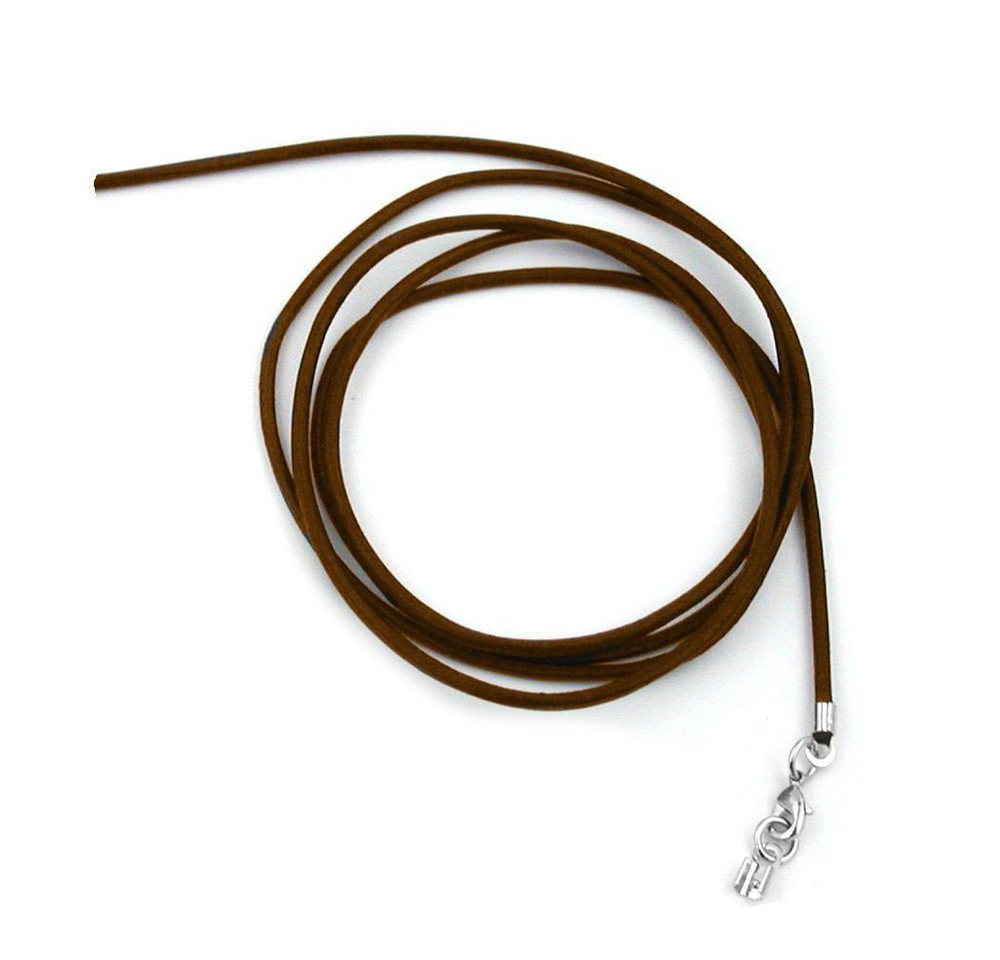 unbespielt Lederband Lederband Halskette für Anhänger Braun Verschluss Karabinerverschluss Silberfarben Länge 1 m verkürzbar. Breite 2 mm, Modeschmuck für Damen und Herren von unbespielt