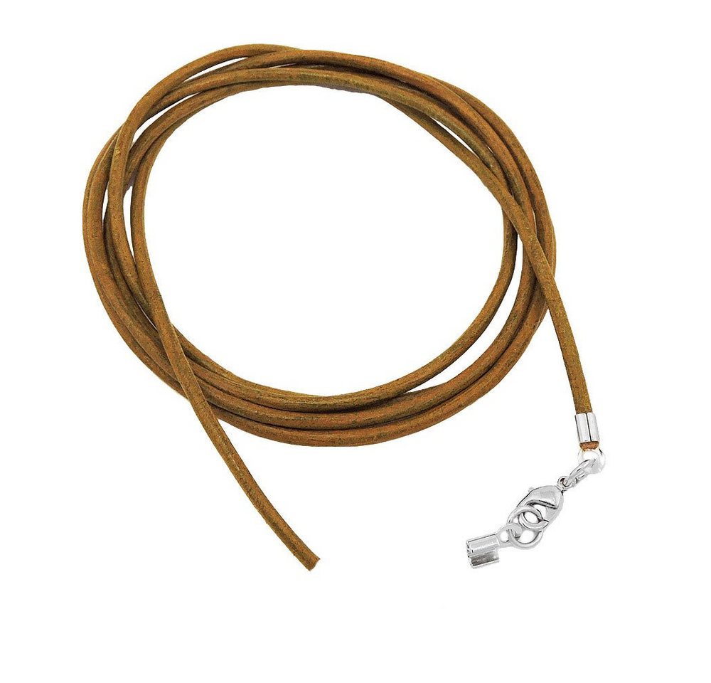 unbespielt Lederband Lederband khaki Lederkette Verschluss silberfarben 1m x 2 mm kürzbar, Modeschmuck für Damen und Herren von unbespielt