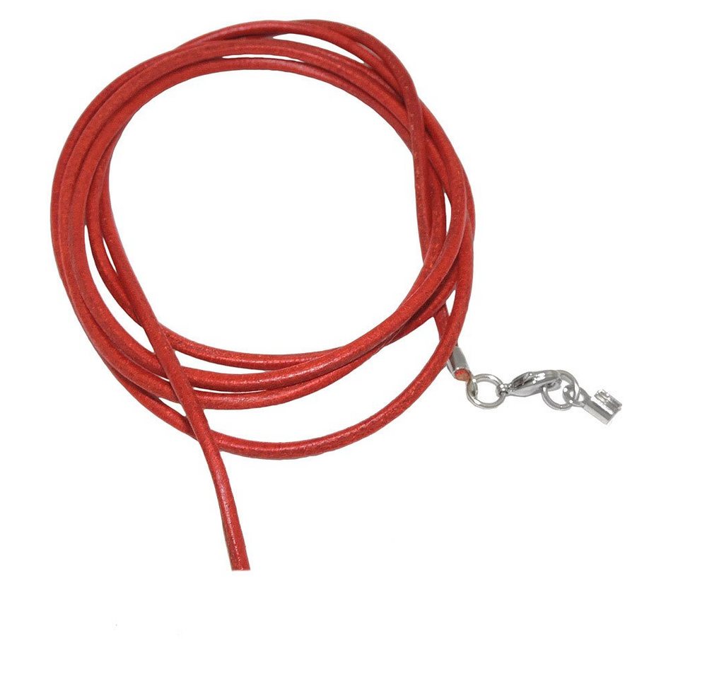 unbespielt Lederband Lederband Halskette für Anhänger Rot Verschluss Karabinerverschluss Silberfarben Länge 1 m verkürzbar. Breite 2 mm, Modeschmuck für Damen und Herren von unbespielt