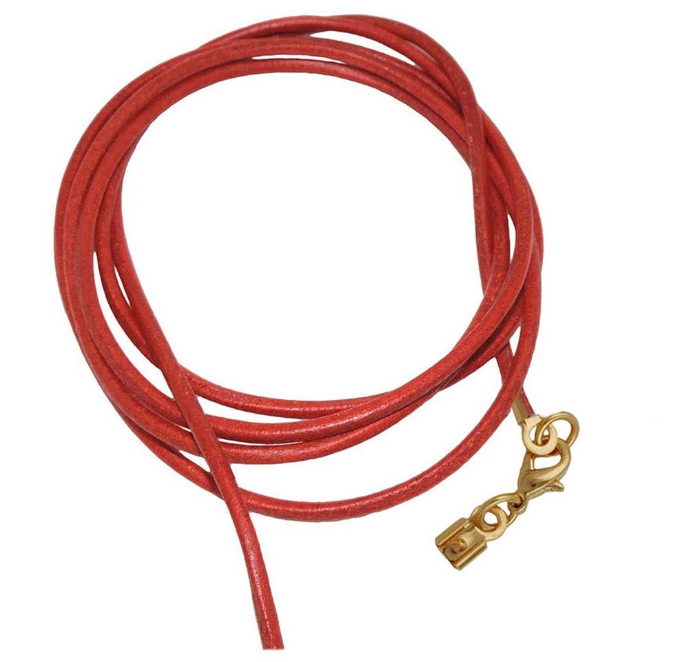 unbespielt Lederband Lederband Kette Collier Halskette Rot gefärbt Karabinerverschluss Goldfarben 1m Lang Kürzbar, Modeschmuck für Damen und Herren von unbespielt