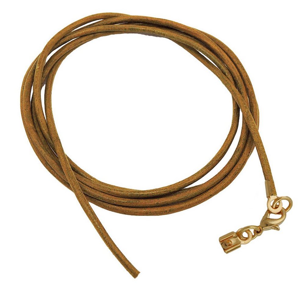 unbespielt Lederband Lederband Kette Collier Halskette olivgrün khaki gefärbt Karabinerverschluss Goldfarben 1m Lang Kürzbar, Modeschmuck für Damen und Herren von unbespielt