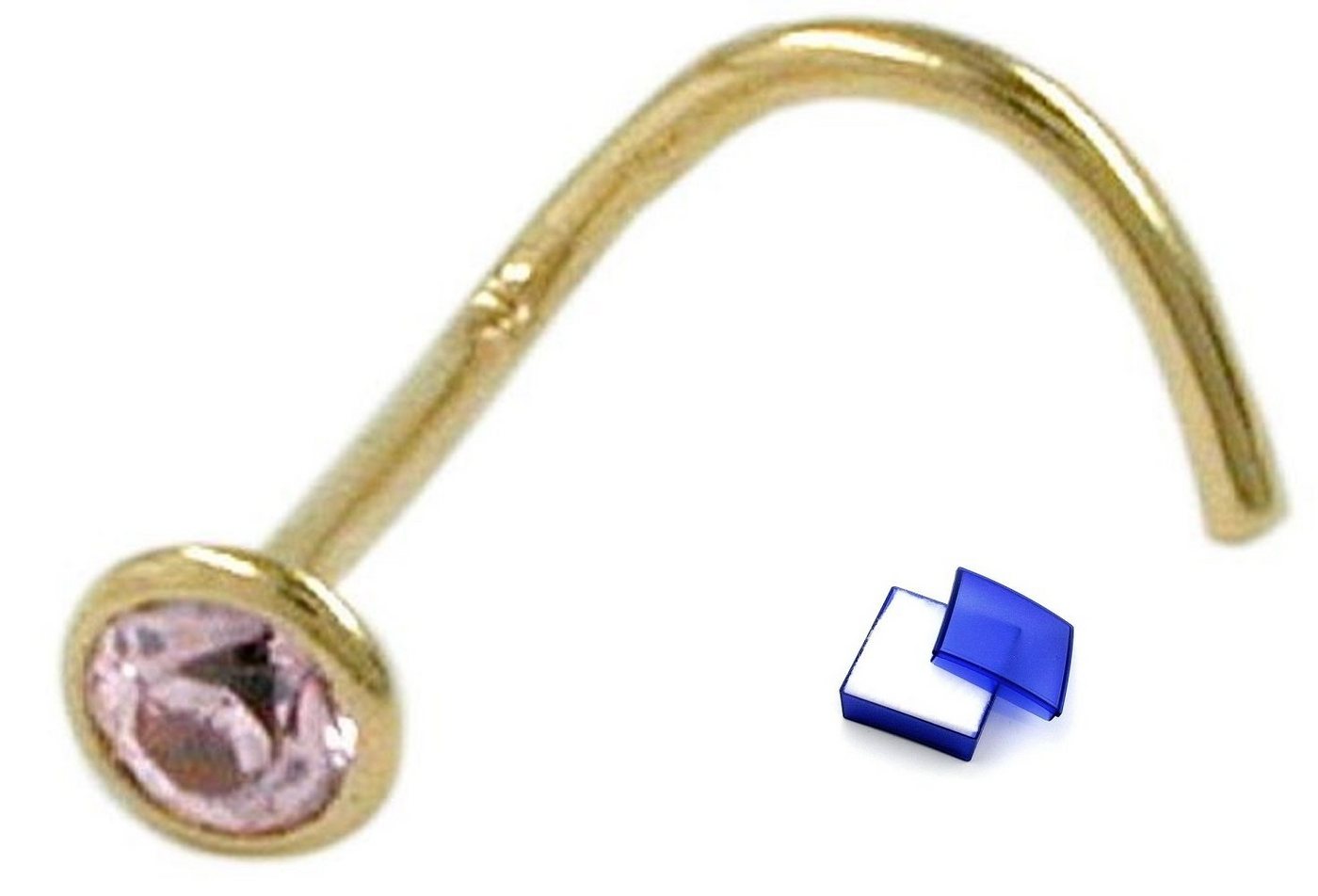 unbespielt Nasenpiercing Nasenstecker Piercing Zirkonia pink 750 Gold kl. Schmuckbox, Goldschmuck für Damen von unbespielt