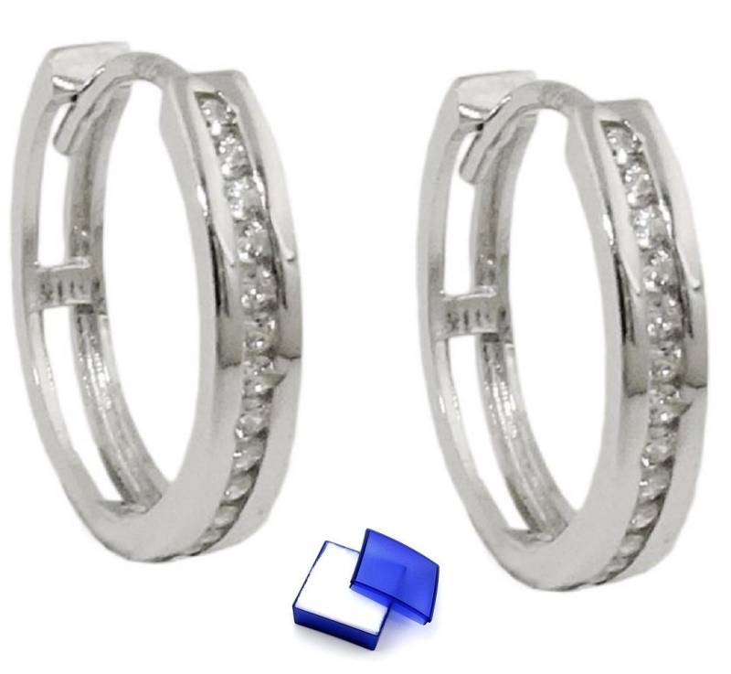 unbespielt Paar Creolen Ohrringe mit Zirkonias 375 Gold 14 x 3 mm inklusive Schmuckbox, Goldschmuck für Damen unbespielt Paar Creolen Ohrringe mit Zirkonias 375 Gold 14 x 3 mm inklusive Schmuckbox, Goldschmuck für Damen von unbespielt