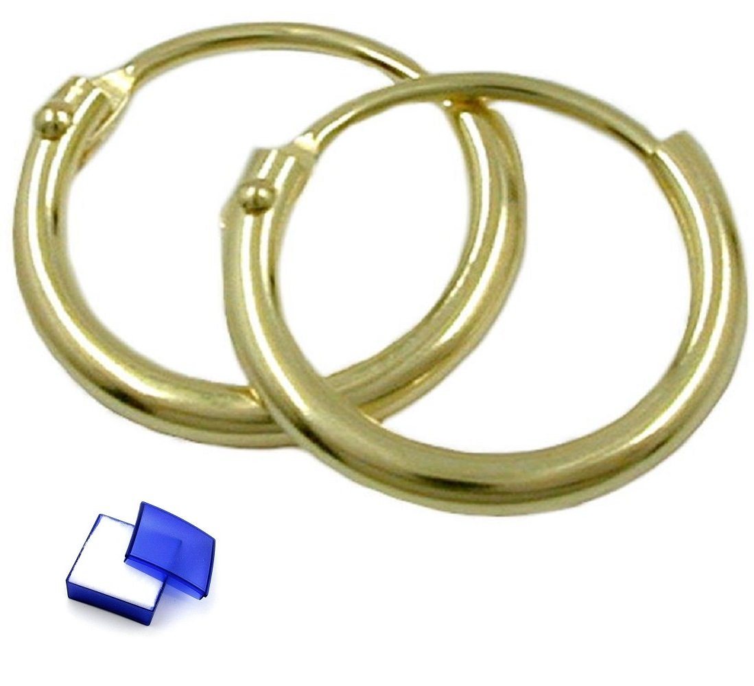 unbespielt Paar Creolen Ohrringe Drahtcreole glänzend 333 Gold 11 mm inkl. Schmuckbox, Goldschmuck für Damen von unbespielt