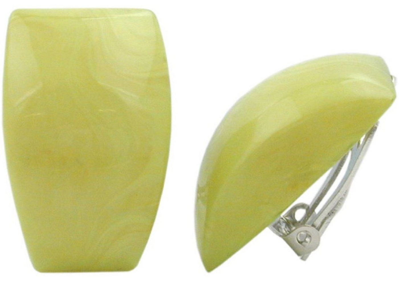 unbespielt Paar Ohrclips Modeschmuck Ohrringe Hellgrün-marmoriert 27 mm glänzend Kunststoff, Modeschmuck für Damen von unbespielt