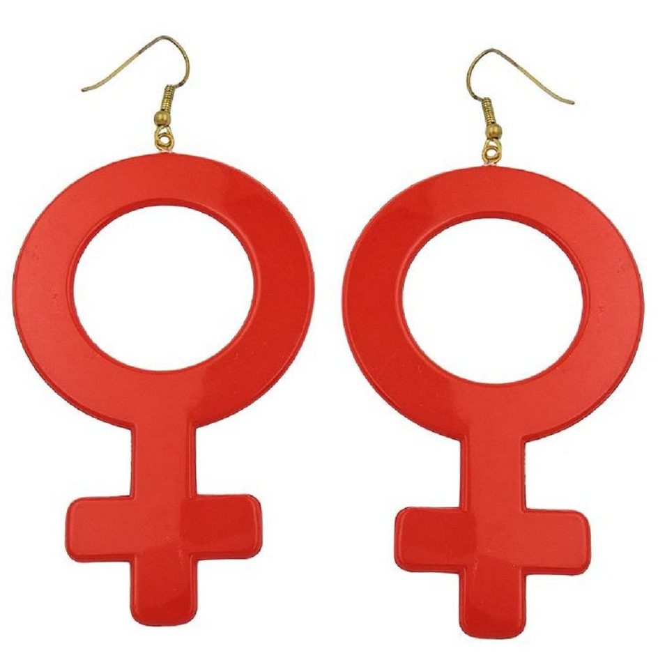 unbespielt Paar Ohrclips Ohrringe Frauenzeichen Weibliches Symbol Rot Kunststoff 100 x 50 mm, Modeschmuck für Damen von unbespielt