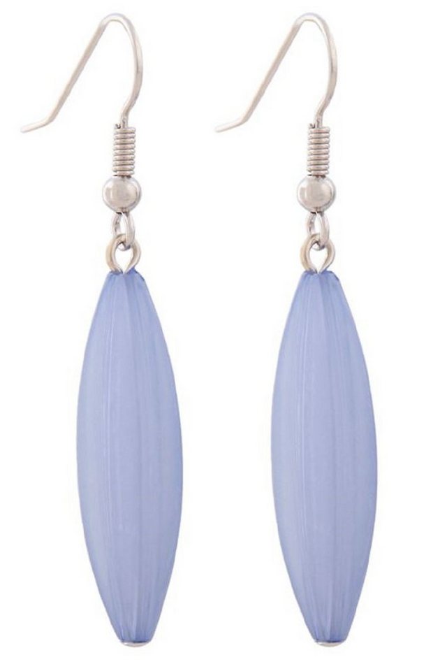 unbespielt Paar Ohrhänger Ohrhaken Ohrringe Rillenolive Kunststoff hellbblau-wachs 30 x 9 mm, Modeschmuck für Damen von unbespielt