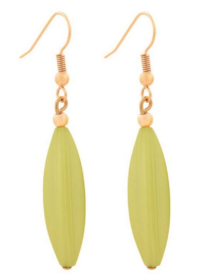 unbespielt Paar Ohrclips Ohrringe Rillenolive Kunststoff hellgrün-matt 30 x 9 mm, Modeschmuck für Damen von unbespielt