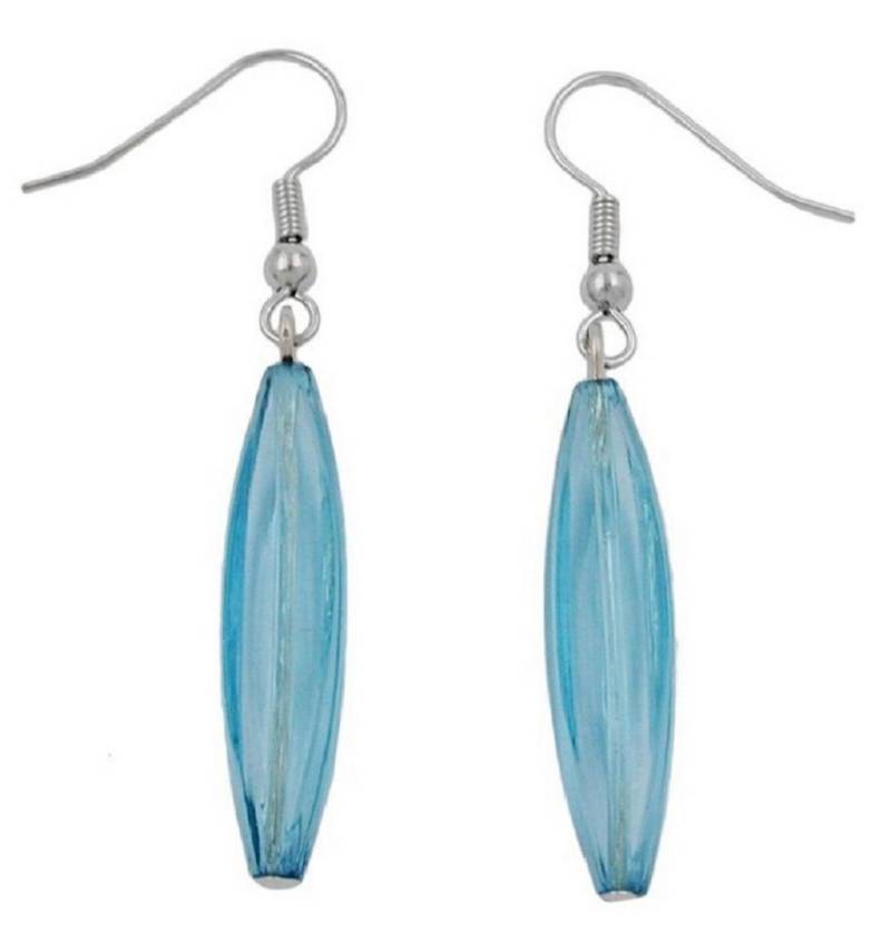 unbespielt Paar Ohrhänger Ohrhaken Ohrringe Rillenolive Kunststoff türkis glänzend 30 x 9 mm, Modeschmuck für Damen von unbespielt