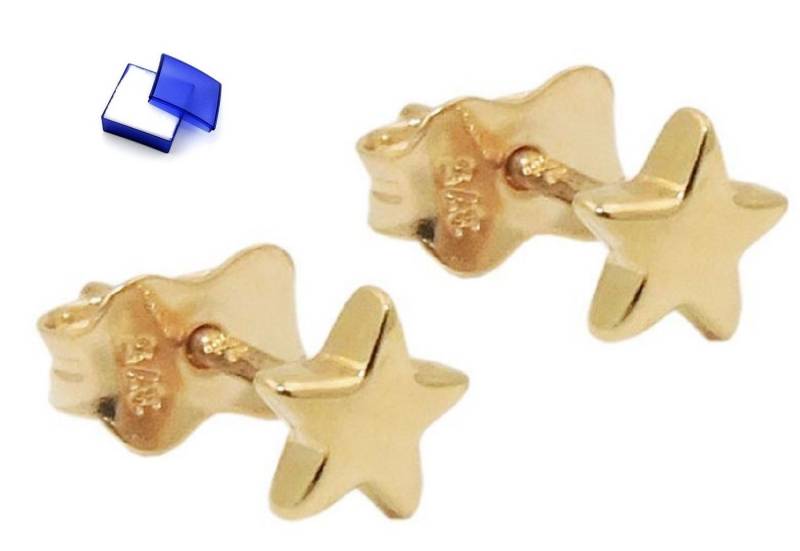 unbespielt Paar Ohrstecker Ohrringe Stern glänzend 375 Gold 5 mm kl. Schmuckbox, Goldschmuck für Damen von unbespielt