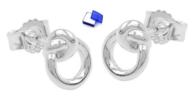unbespielt Paar Ohrstecker Ohrringe Kleiner Kreis mit Knoten 925 Silber kl. Schmuckbox, Silberschmuck für Damen von unbespielt