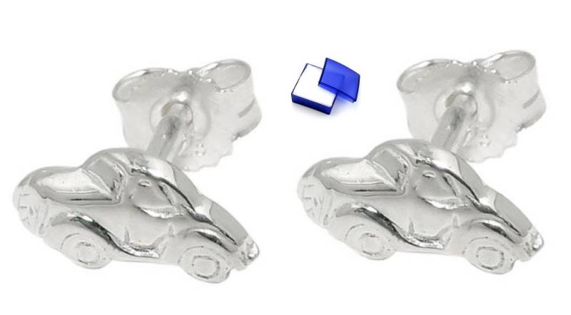 unbespielt Paar Ohrstecker Ohrringe Kleines Auto glänzend 925 Silber 4 x 9 mm kl. Schmuckbox, Silberschmuck für Damen und Herren von unbespielt