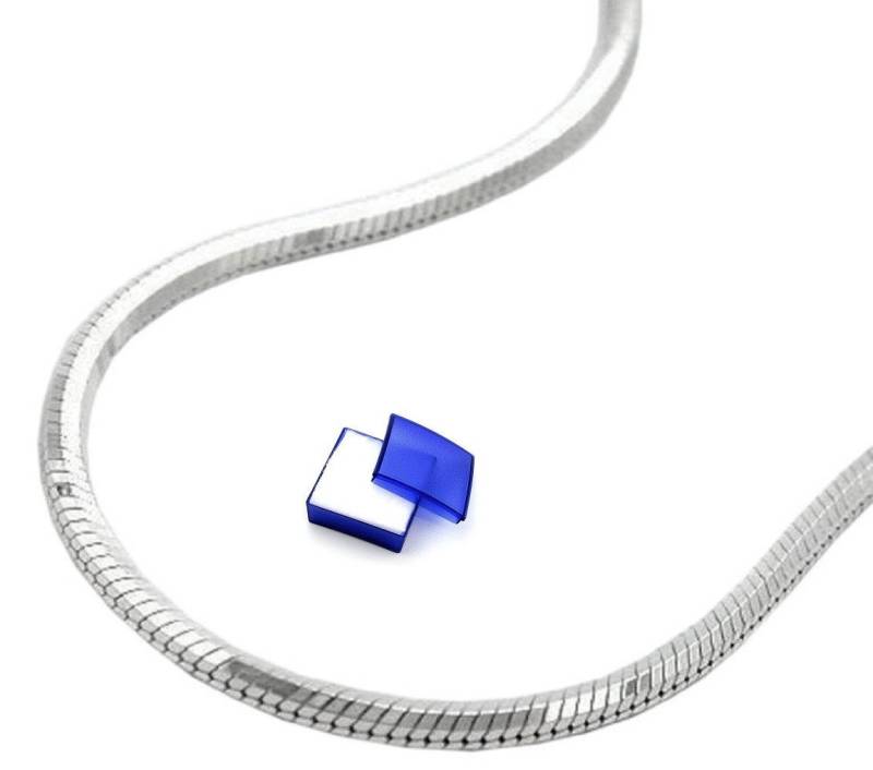 unbespielt Silberkette Halskette 1,3 mm Schlange fünfkantig diamantiert 925 Silber 38 cm, Silberschmuck für Damen von unbespielt