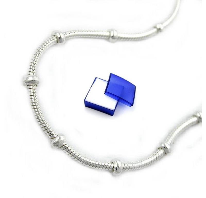 unbespielt Silberkette Halskette 1 mm runde Schlangenkette mit Kugeln 925 Silber 38 cm, Silberschmuck für Damen von unbespielt