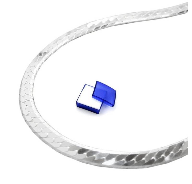 unbespielt Silberkette Halskette 3 mm Panzerkette flach glänzend 925 Silber 45 cm, Silberschmuck für Damen von unbespielt