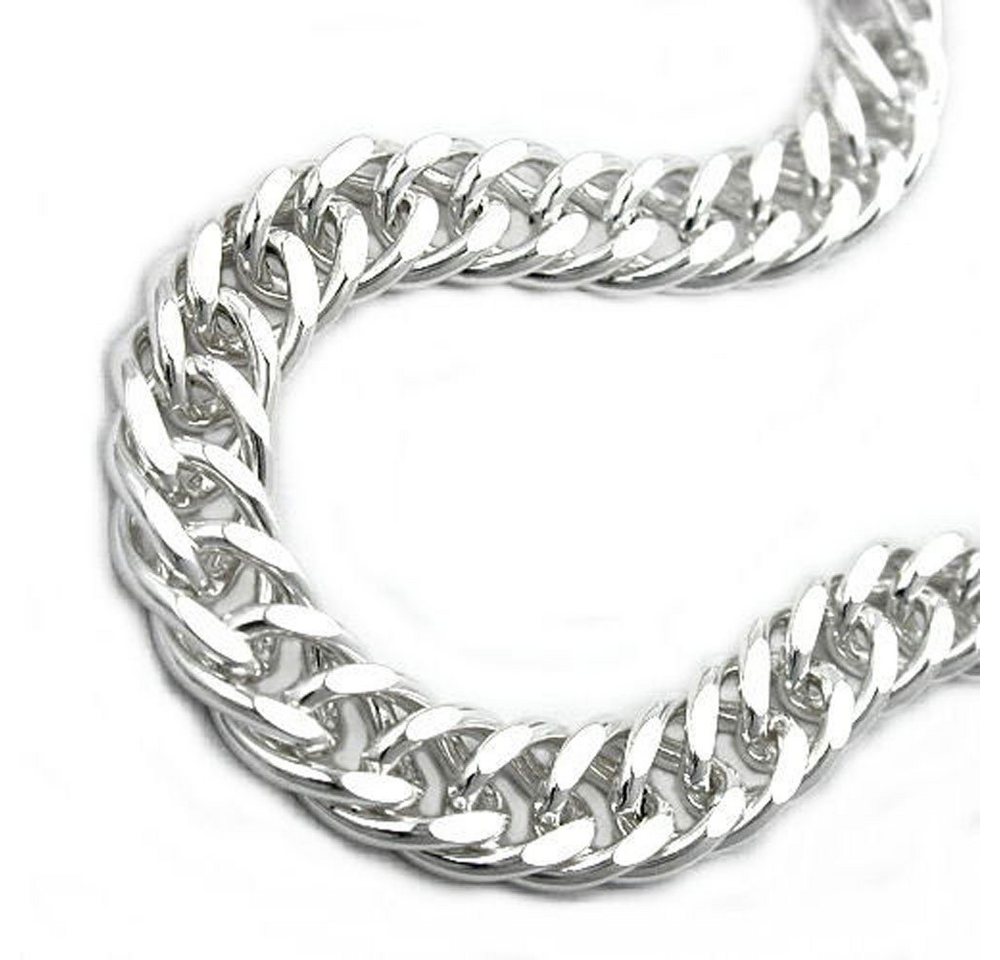 unbespielt Silberkette Halskette 6 mm Zwillingspanzerkette diamantiert 925 Silber 50 cm, Silberschmuck für Damen und Herren von unbespielt