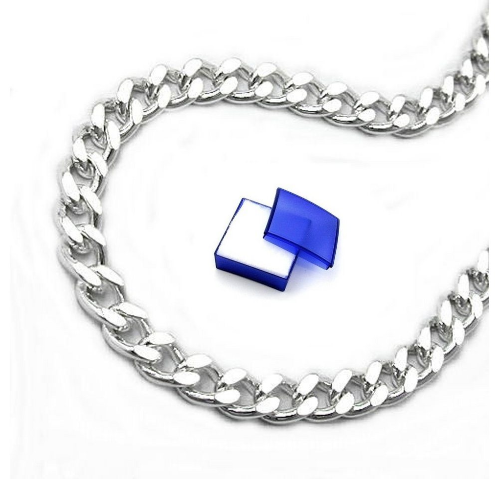 unbespielt Silberkette Halskette 3 mm Flachpanzerkette diamantiert 925 Silber 50 cm, Silberschmuck für Damen und Herren von unbespielt