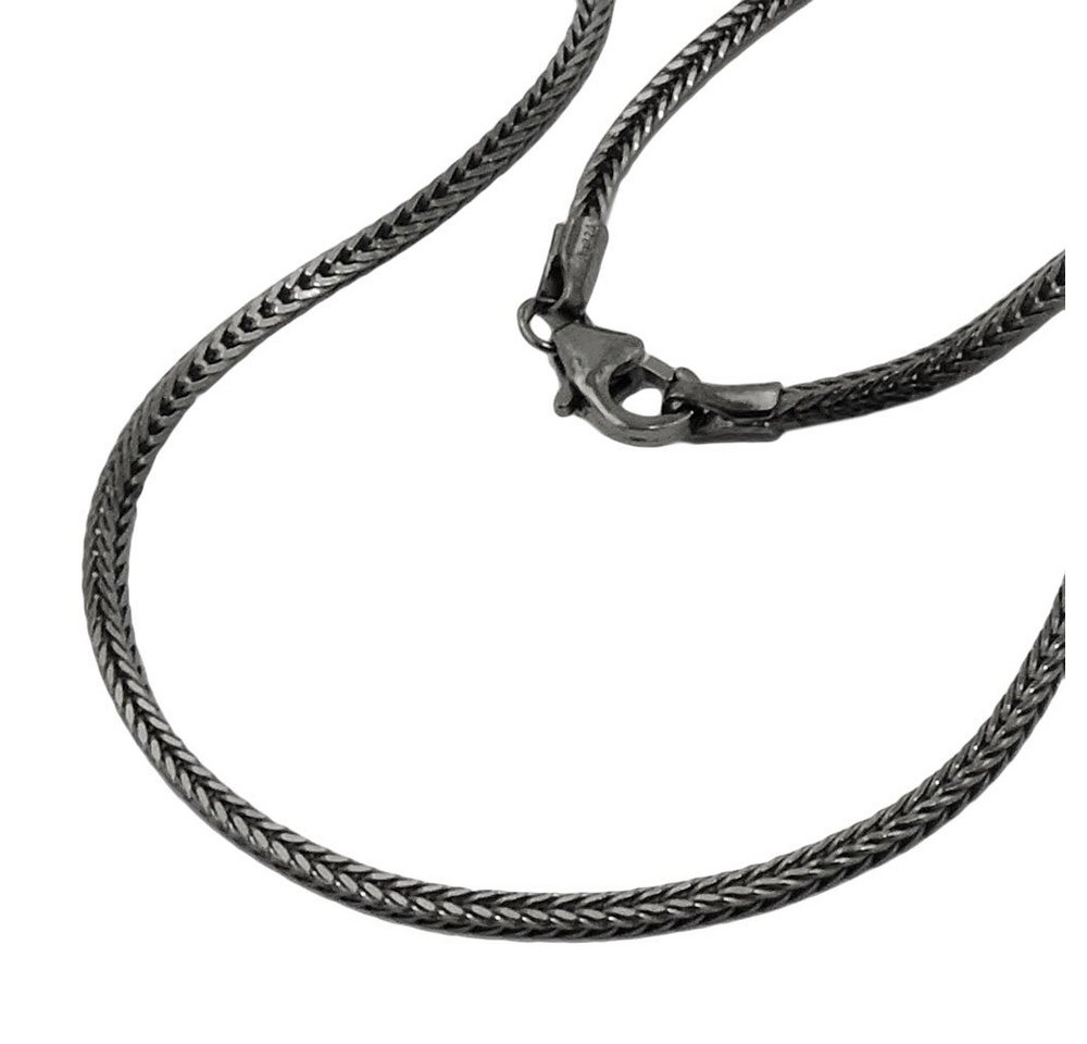 unbespielt Silberkette Halskette 1,5 mm Fuchsschwanz 925 Silber rhodiniert geschwärzt 42 cm, Silberschmuck für Damen und Herren von unbespielt