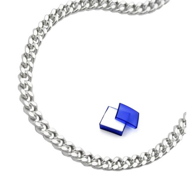 unbespielt Silberkette Halskette 3 mm Flachpanzerkette diamantiert 925 Silber 70 cm, Silberschmuck für Damen und Herren von unbespielt