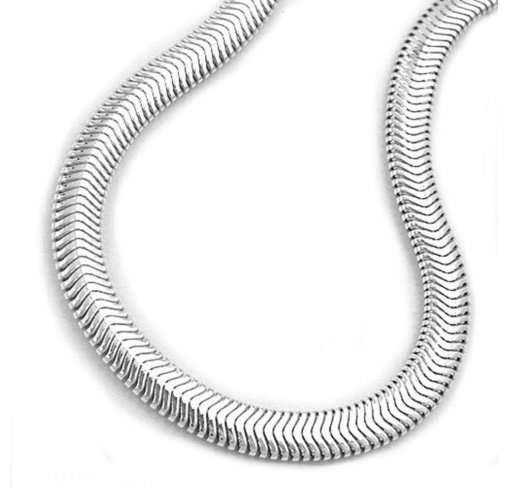 unbespielt Silberkette Halskette 4 mm Schlangenkette flach glänzend 925 Silber 42 cm, Silberschmuck für Damen und Herren von unbespielt