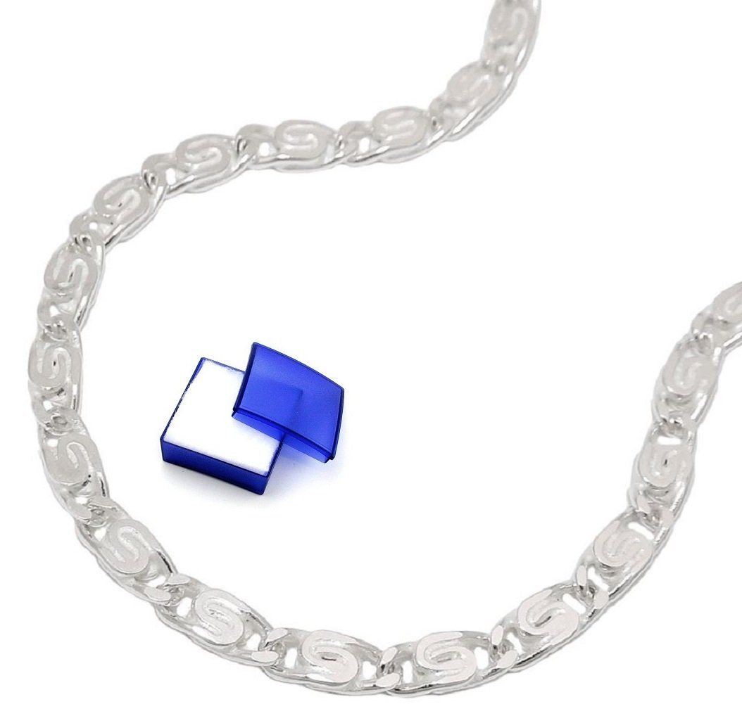 unbespielt Silberkette Halskette 3,2 mm S-Panzerkette diamantiert 925 Silber 60 cm, Silberschmuck für Damen und Herren von unbespielt