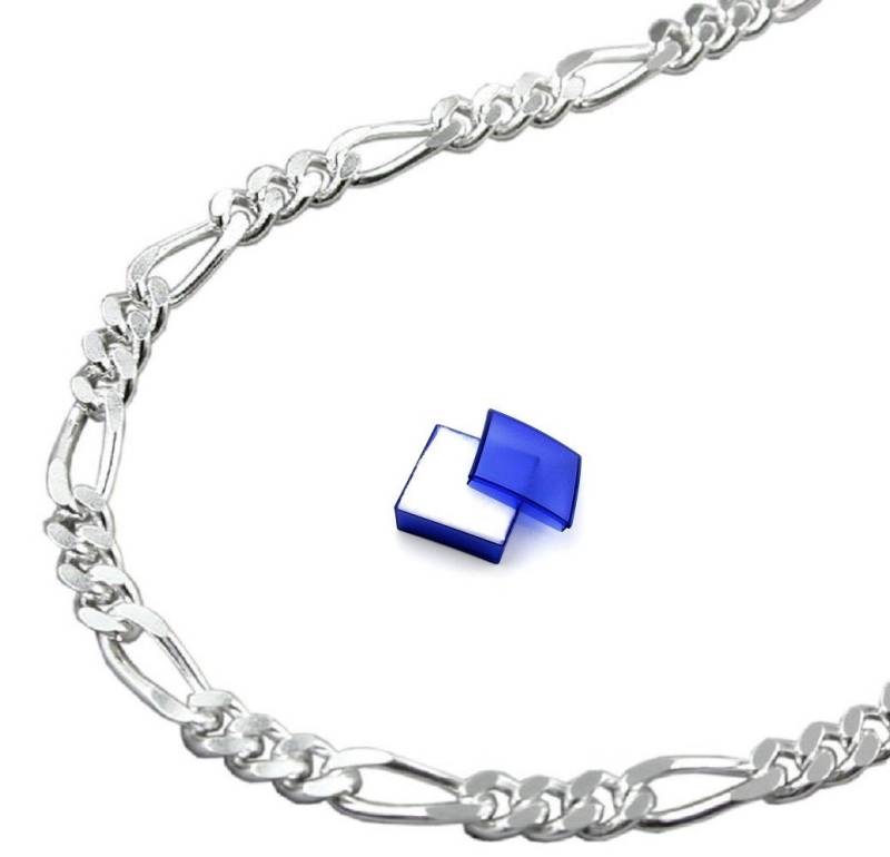 unbespielt Silberkette Halskette 3 mm Figarokette diamantiert 925 Silber 50 cm, Silberschmuck für Damen und Herren von unbespielt