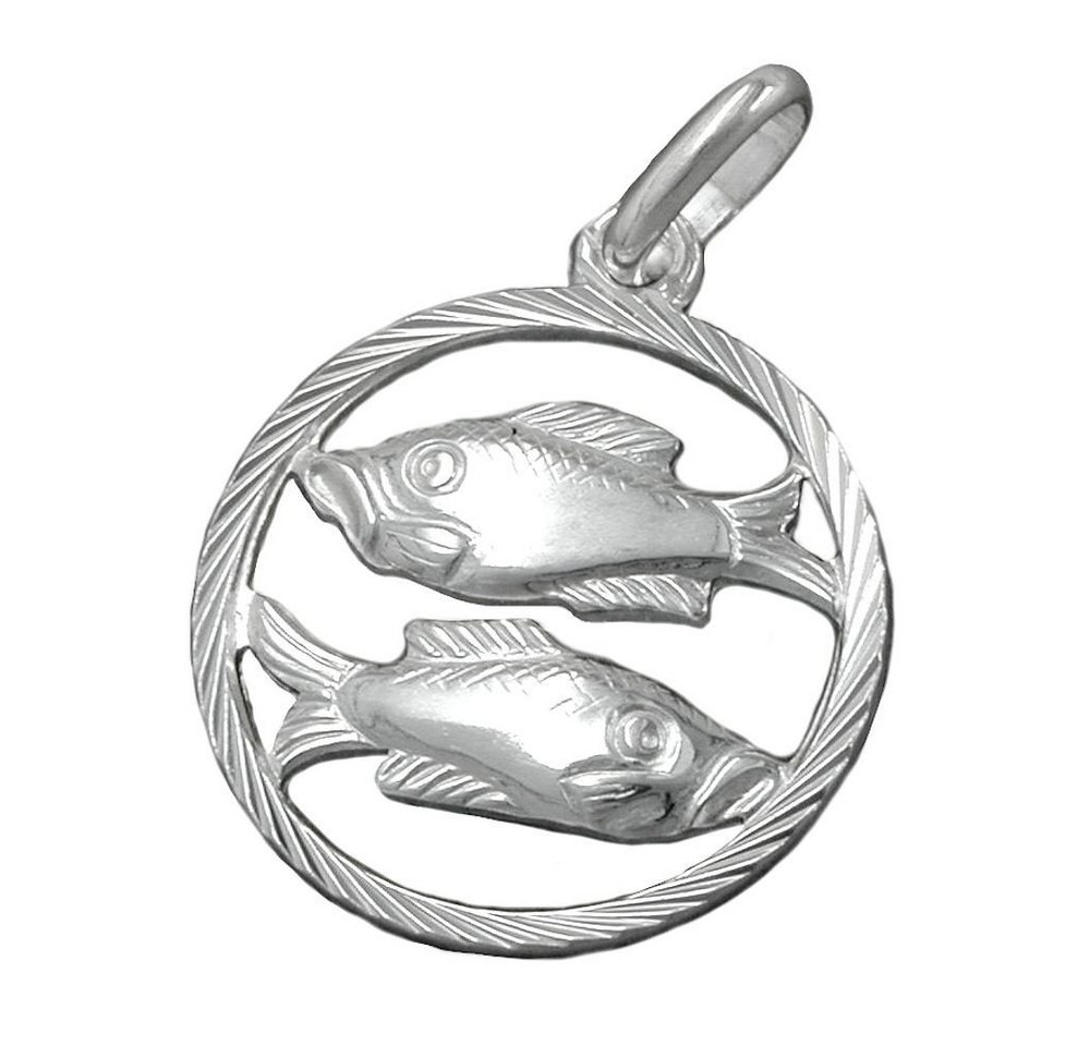 unbespielt Sternzeichenanhänger Kettenanhänger Anhänger Sternzeichen Fische 925 Silber 15 mm inkl. kleiner Schmuckbox, Silberschmuck für Damen und Herren von unbespielt