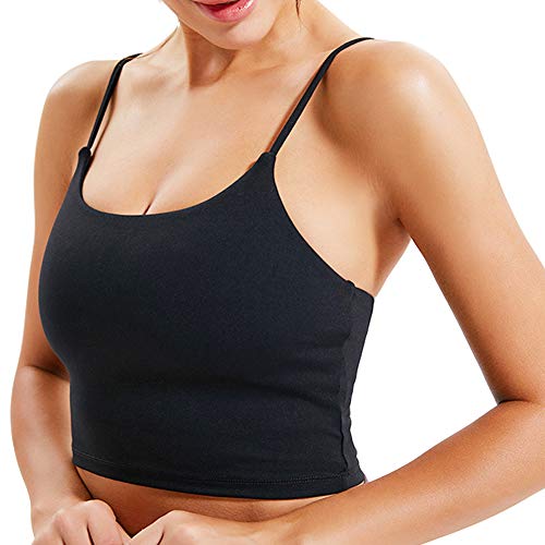 unbrand name Gepolsterter Sport-BH f¨¹r Frauen Yoga-Leibchen mit U-R¨¹cken-Oberteil Eingebautes, atmungsaktives, abnehmbares Polster Workout Fitness Light Support Tanktop Bralette-BH (Schwarz, XL) von MSYLF