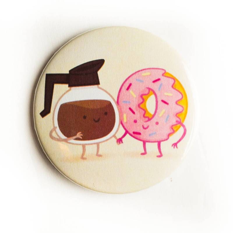 Anstecknadel Mit Donut Und Kaffee, Frühstück Beste Freunde von unbuttonednyc