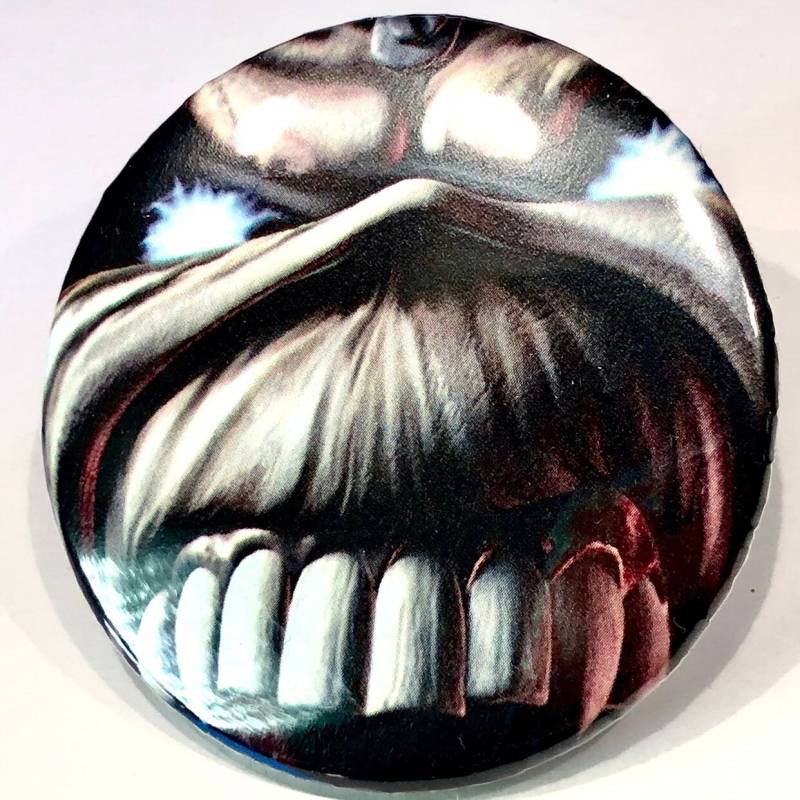Iron Maiden Eddie Nahaufnahme Logo Neu, 5, 5 cm Durchmesser, Anstecknadel Oder Magnet von unbuttonednyc