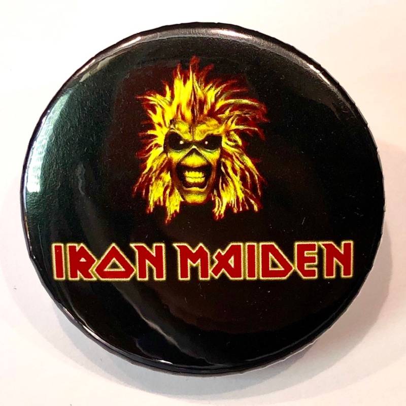 Iron Maiden Eddie's Head Logo Neu, 5, 5 cm Durchmesser Als Anstecknadel Oder Magnet von unbuttonednyc
