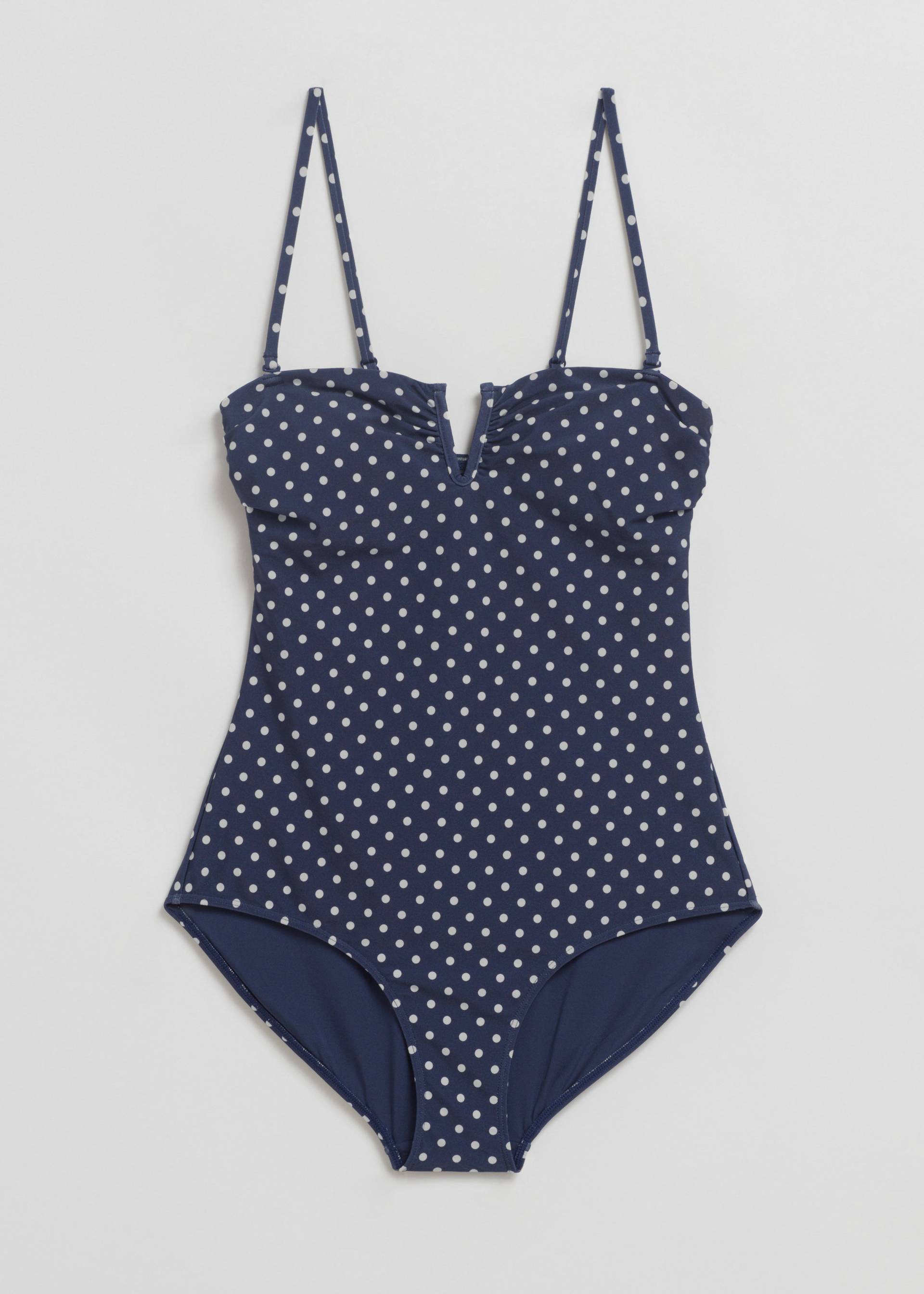 & Other Stories Bandeau-Badeanzug mit Polka-Dots Navyblau, Badeanzüge in Größe 32 von & Other Stories