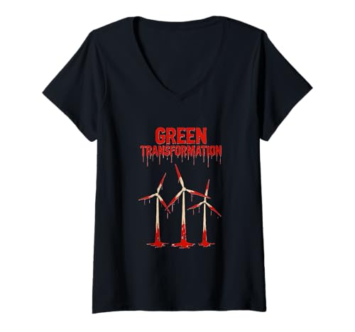 Damen Grüne Transformation T-Shirt mit V-Ausschnitt Damen Grüne Transformation T-Shirt mit V-Ausschnitt von & v8 for all