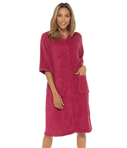 Ladies Undercover Zip Towelling Robe LN728 Wine 10-12 von undercover lingerie