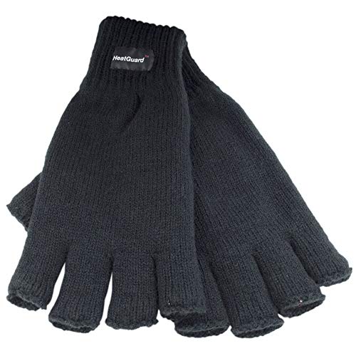 Thinsulate Halbfinger Herren Thermo Handschuhe (3M 40g) M/L Schwarz von undercover lingerie