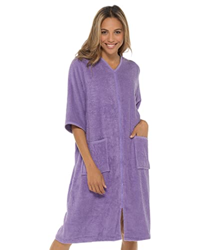 Undercover Damen Frottee-Bademantel 100% Baumwolle mit Reißverschluss, Flieder, Undercover Damen Frottee-Bademantel 100% Baumwolle mit Reißverschluss, Flieder, von undercover lingerie