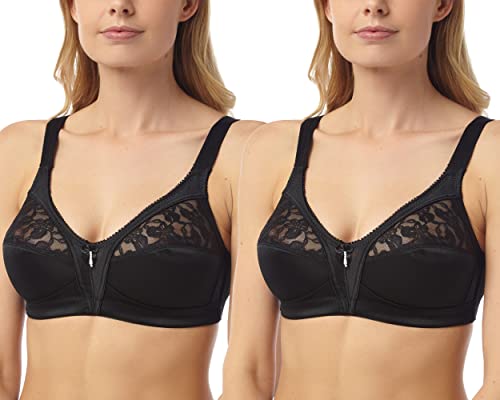 undercover lingerie Damen BH ohne Bügel, feste Kontrolle, weiche Spitze, Schwarz oder Weiß, 2 x schwarz, 110DD von undercover lingerie