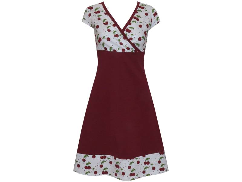 Kleid Nelly Sweet Cherry Oberteil in Wickeloptik Stilltauglich Miniärmel Ausgestellte A-Linie von ungiko