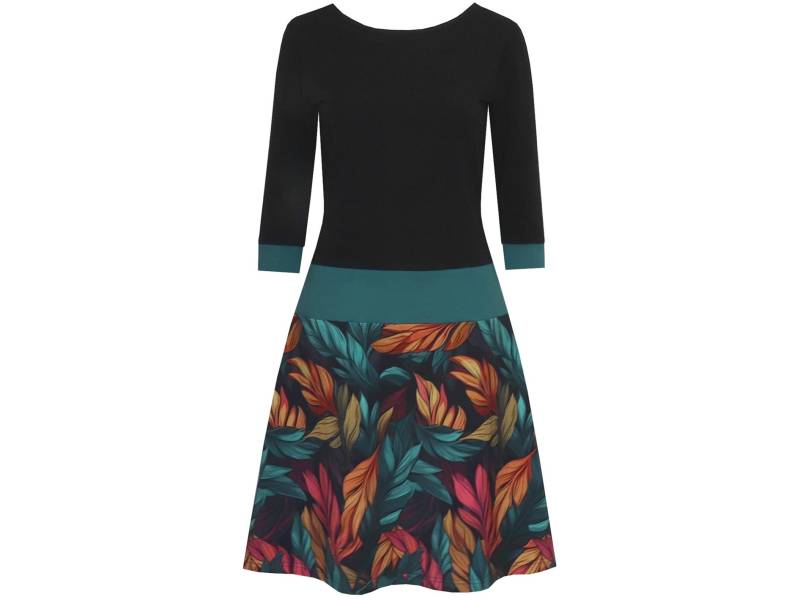 Neu Herbstkleid Marie Von Ungiko in Leuchtenden Herbstfarben Ausgestellte A-Linie Runder Ausschnitt 3/4 Ärmel Petrol Ocker Rostrot Olivgrün von ungiko