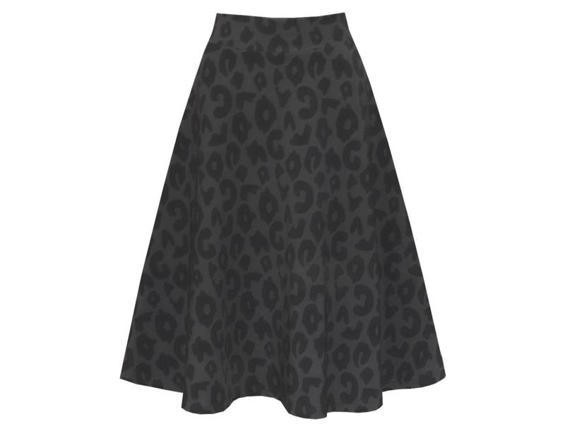Neu Tellerrock Von Ungiko Leoprint Leolook Grau Schwarz Herbstrock Knielang Modal French Terry Auch Mit Taschen Winterrock Stiefelrock Rock von ungiko