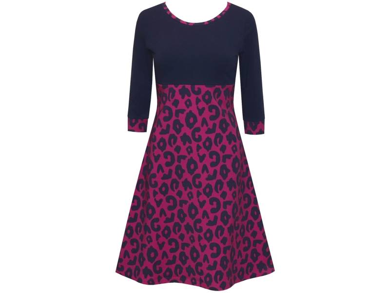 Neue Kollektion Von Ungiko Herbstkleid Eve Leo Print Animal Leopardenmuster in Marine Erika Pink von ungiko